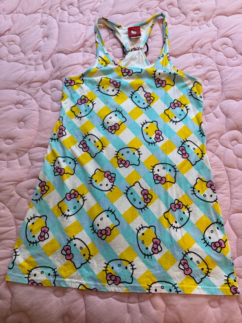 Hello Kitty Yellow, Blue & Pink Racerback Tank Nightgown